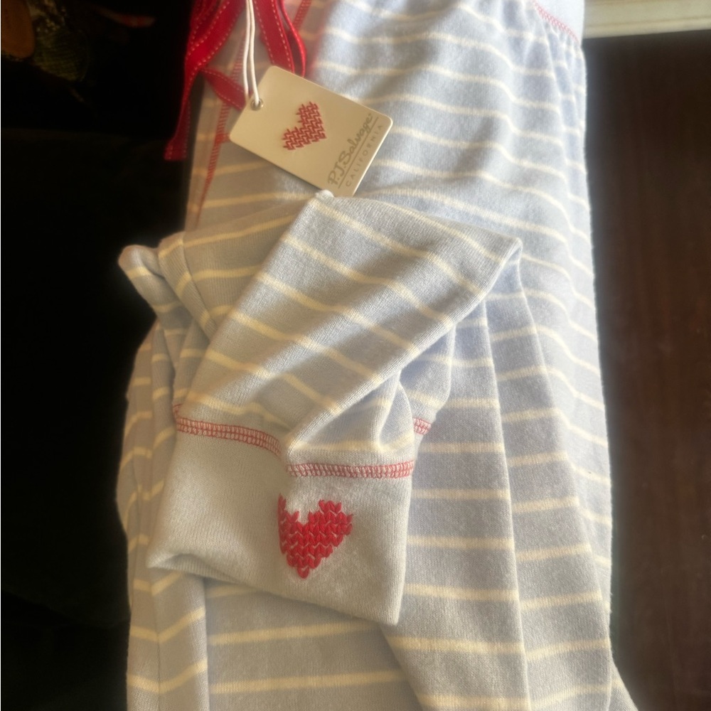 P.J. Salvage Women’s Pajama Pants - Light Blue and Red Heart